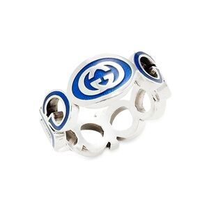 NEW Authentic Gucci Interlocking G Blue Enamel Ring US SIZE 5.75